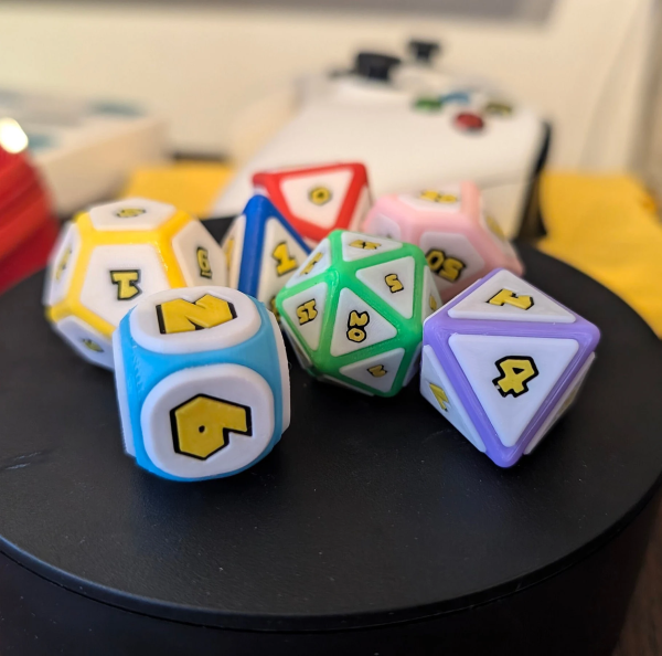 Handcrafted Mario Party Inspired Dice Set - D4, D6, D8, D10, D%, D12, D20 - Perfect for Board Games & RPGs