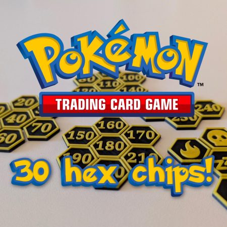 30 x Custom Pokemon: Trading Card Game Hex Tokens