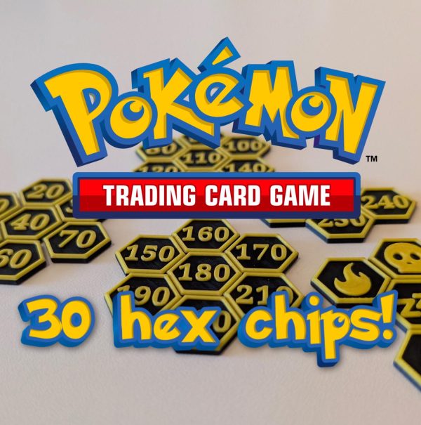 30 x Custom Pokemon: Trading Card Game Hex Tokens