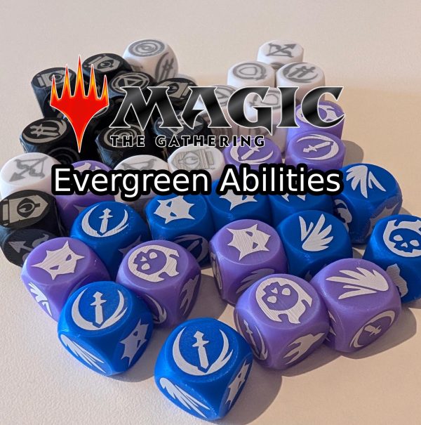 1x Evergreen Magic the Gathering Dice Counter- Lifelink, Deathtouch, Trample, Menace, First Strike, Flying, Double Strike, and more! 16x16mm