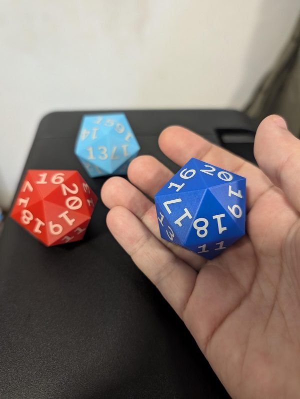 1x Custom Oversized D20 Dice (37mm/1.5in) - Spindown or Regular - Choose Your Colors! - Perfect Visibility for TTRPG & MTG - Image 7