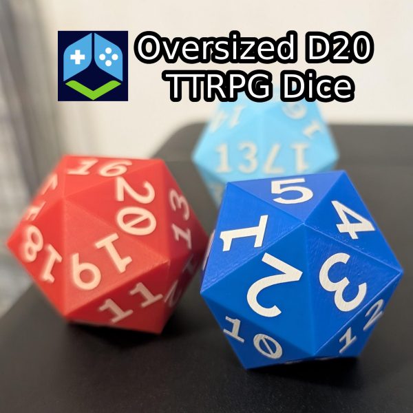 1x Custom Oversized D20 Dice (37mm/1.5in) - Spindown or Regular - Choose Your Colors! - Perfect Visibility for TTRPG & MTG